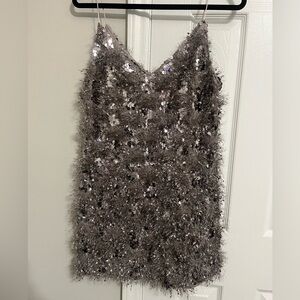 Lulu's Shimmering Silver Sequin Dress